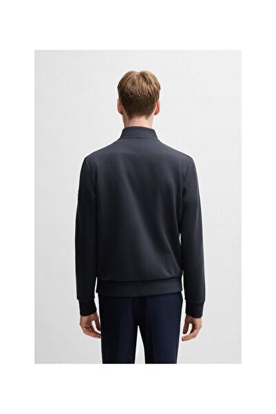 BOSS Önü dolgulu pamuk karışımlı fermuarlı sweatshirt