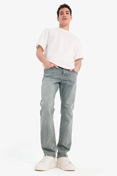 DeFacto E8203 Yeşil Sergio Regular Fit Normal Kalıp Normal Bel Boru Paça Jean Pantolon