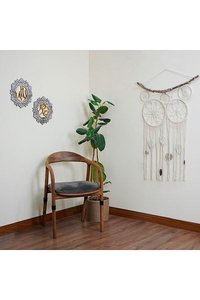 iwa concept 2-Piece Rose Decorated Allah (C.C.) Lafz Ve Muhammed (S.A.V) - Islamic Wall Art Home Office Mosque Decor