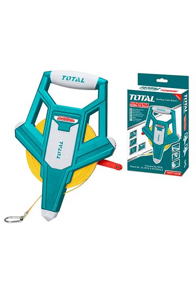 TOTAL Fibreglass Measuring Tape 100M x 12.5mm – Open Reel, ABS Plastic, TMTF121006