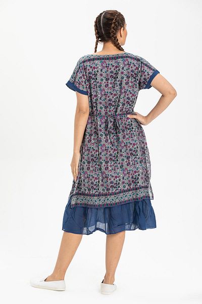 Eliş Şile Bezi Rochie de vară autentică Voile Laurel Midi cu mâneci scurte Violet 6084