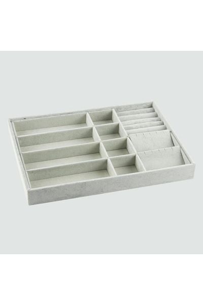 Aydın Decor New Domestic Suede Gray Drawer Jewelry Organizer Box (AYDINDECOR)