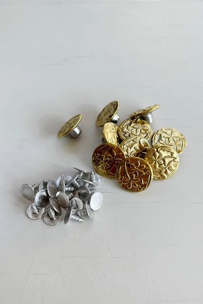 BERRİN AKSESUAR 17mm Gold Color Fixed Jeans Denim Jacket Button 10 Pcs