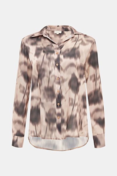 W Collection PUDRA V YAKA UZUN KOLLU DESENLİ BLUZ