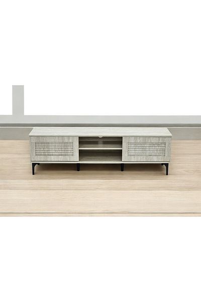 TrentonGCC Modern Grey Stone TV Stand - 160cm Wide, Sliding Door Storage & Open Shelves-LF305GREYSTONE