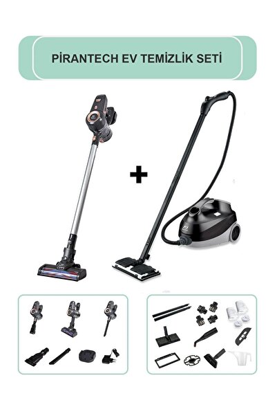 PiranTech Es92 Şarjlı Dikey Süpürge / Cb-107c Buharlı Temizlik Makinası (EV TEMİZLİK SETİ)
