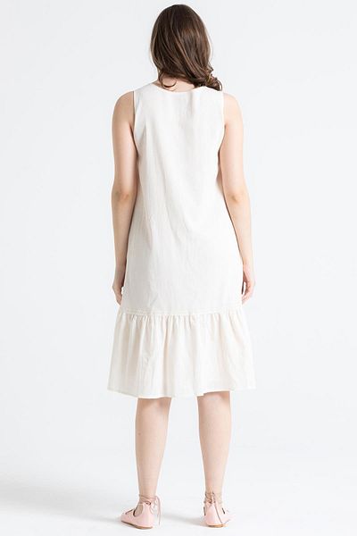 Eliş Şile Bezi Αμάνικο ύφασμα Şile Ilgaz Midi Length Summer Dress Cream Krm