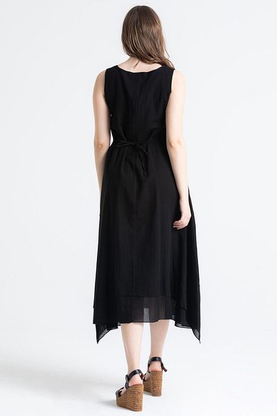 Eliş Şile Bezi Αμάνικο Voile Gülse Tassel Detail Maxi Length Καλοκαιρινό αυθεντικό φόρεμα μαύρο Syh