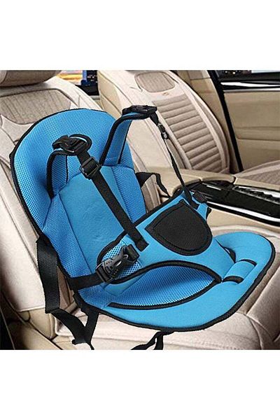 Yelajoy Portable Car Seats Cushions, With Safety Belt, Foldable, for outdoor, indoor, Blue