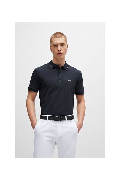 BOSS Men's Cotton Polo Collar Button Closure Short Sleeve Navy Blue1 Polo Collar T-Shirt50506195-402