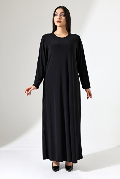 Mankens Fashion فستان أسود طويل مرن للغاية