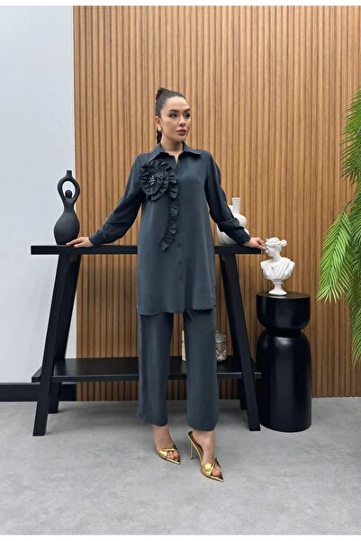 Cardella Premium Quality Tncl Fabric Floral Detailed Double Suit Hijab Suit