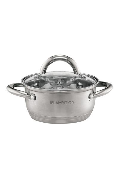 Ambition Stainless steel pot with lid 14cm, 1.1L, Solar