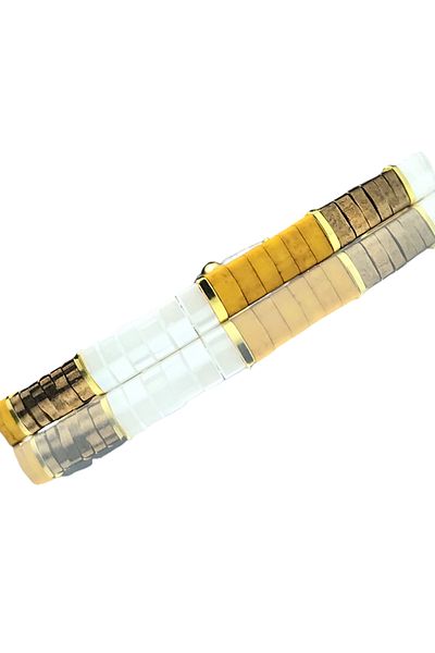 NAZLI TAKILAR Elastic Tila Bracelet in Mustard Colors
