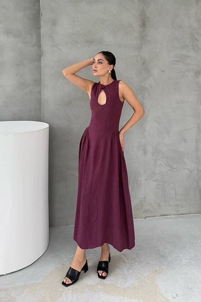Seda Yalçın Atelier Drop Collar Premium Burgundy Dress