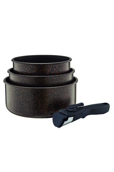 Ambition Pot set with removable handle, 4 pieces, Qualum Basic Stone Edition coating, Gold