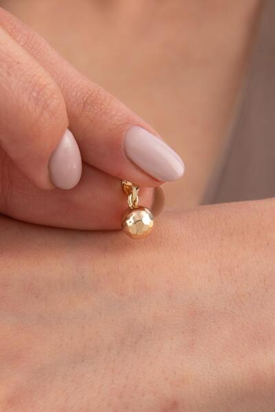 Fiyonk Kuyumculuk 14 Ayar Altın Kalemli Midi Top Kolye Ucu