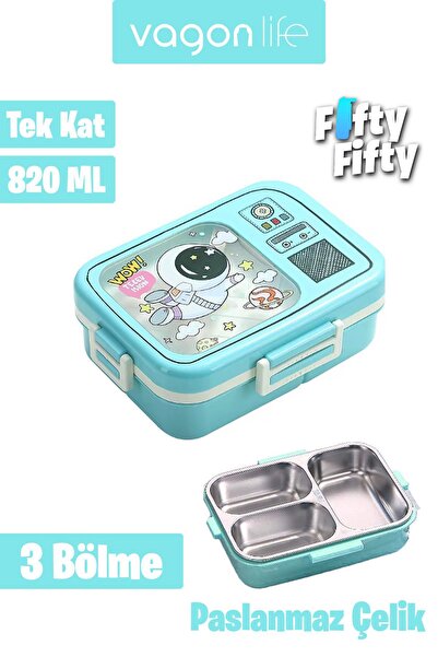 Vagonlife Lunch Box 820 ML Tek Kat Üç Bölmeli Sos Kaseli Yeni Nesil Sefer Tas...