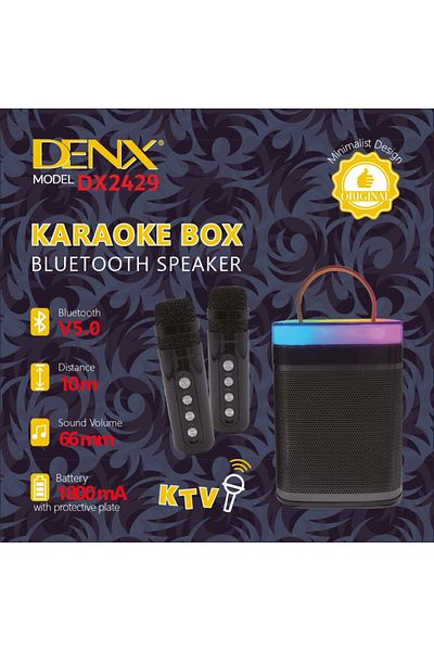 Denx Karaoke Machine, Mini Portable Karaoke Speaker With 2 Wireless Microphones And Dynamic Lights