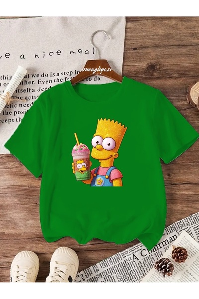 H&GHAMLEGİYİM تي شيرت كبير الحجم مطبوع عليه Bart SB للأطفال