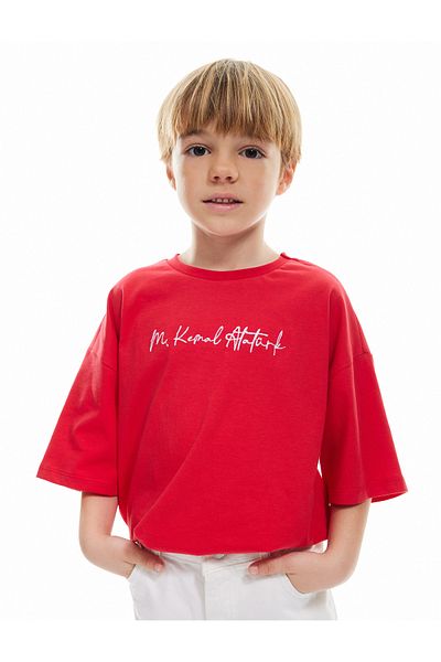 Koton Short Sleeve Crew Neck Mustafa Kemal Atatürk Embroidered T-Shirt