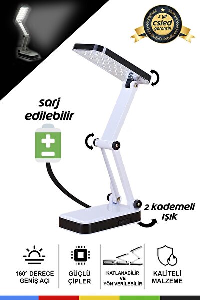 CSled Şarjlı Robot LED Masa Lambaları – Katlanabilir, Portatif, Kamp & Ders Çalışma Işığı (24 LED)