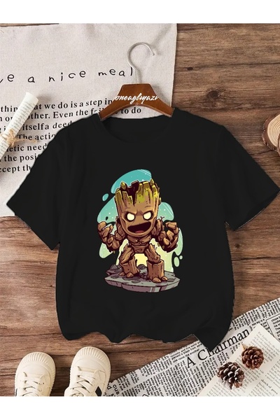 H&GHAMLEGİYİM تي شيرت كبير الحجم مطبوع عليه Groot للأطفال