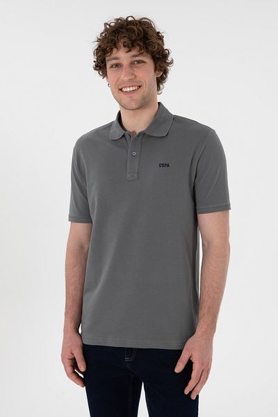U.S. Polo Assn. Ανδρικό μπλουζάκι με κανονική εφαρμογή Polo γιακά γκρι Basic 50306007-vr024