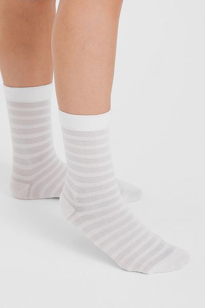 Forwena Striped Lurex and Modal Seamless White Lurex Women's Socks