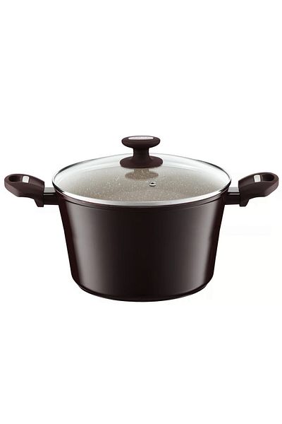 Ambition Tall pot with lid 20cm, 3.8L, Qualum Basic Stone Edition coating, Brown Stone