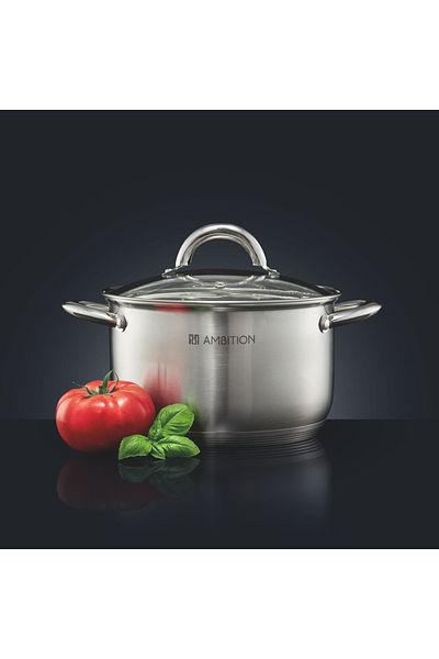Ambition Stainless steel pot with lid 18cm, 2.5L, Solar