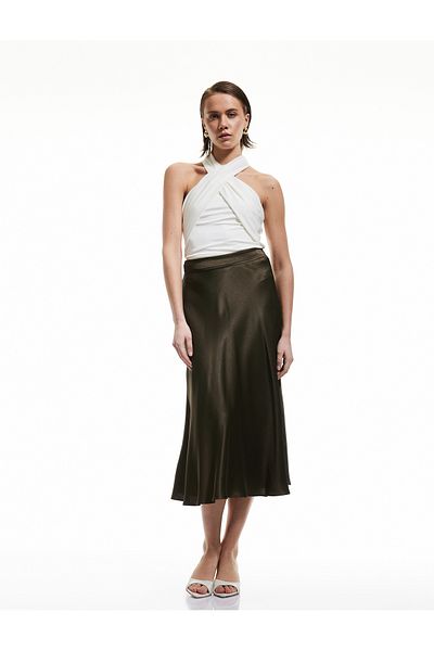 Koton Standard Waist Flared Midi Satin Skirt