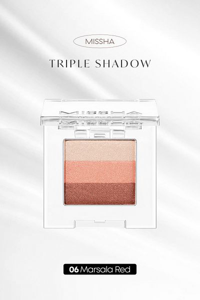 Missha Soft Textured Triple Shadow Eye Shadow - 3-Color Non-Spill No.6 (Marsala Red)