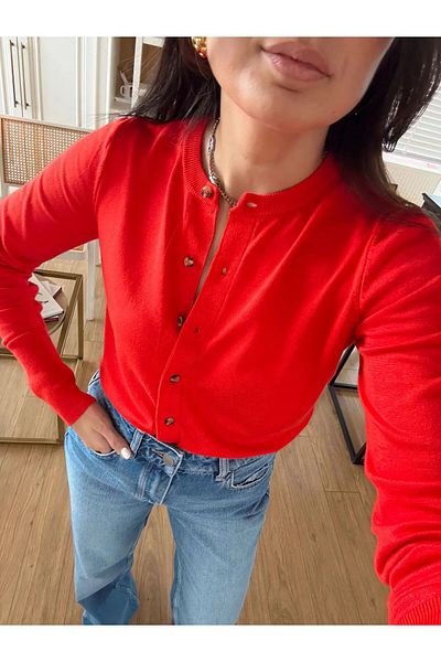 ESNOA Women's Round Neck Buttoned Top Quality Slim Fit Short Cardigan