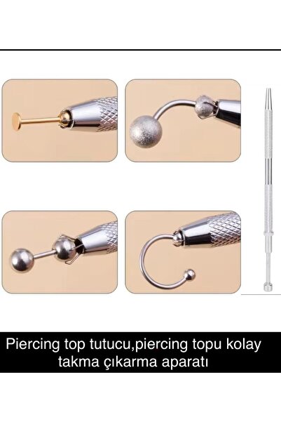 Arescollection çelik , piercing top tutucu,piercing topu kolay takma çıkarma ...