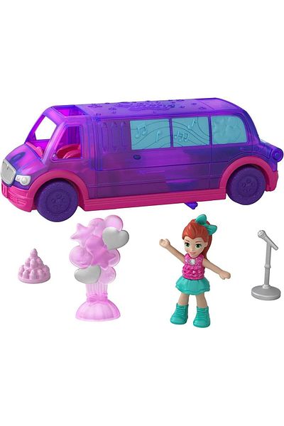 Polly Pocket Pollyville Party Limo with Play Areas, Lila Doll & More