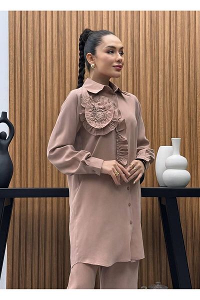 Cardella Premium Quality TNCL Fabric Flower Λεπτομερής Διπλό Σετ Hijab