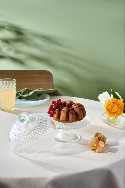 Karaca Glass Cake Stand with Grid Cover 14 cm