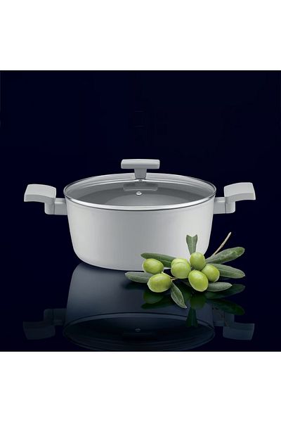 Ambition Pot with lid 24cm, 4.1L, Qualum Basic coating, Gris