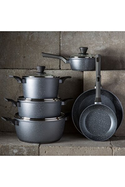 Ambition Pot with lid 24cm, 4.1L, Qualum Basic Stone Edition coating, Silverstone