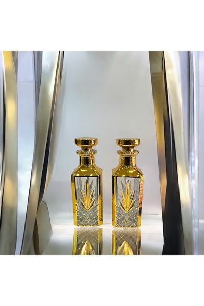 Paşabahçe 2'li Set  Gold Kristal  Su Şişesi Viski Meşrubat Hediyelik Nişan Dekor 250 ml
