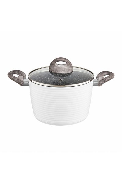 Ambition Tall pot with lid 20cm, 3.8L, Qualum Basic Stone Edition coating, Wavy