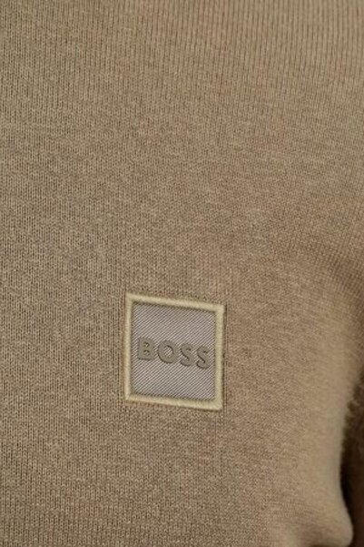 BOSS Bisiklet Yaka Erkek Triko Kazak Yeşil