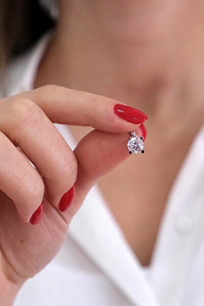 Güzide Kuyumcu Güzide 14 Ayar Beyaz Altın Tektaş Kolye Ucu