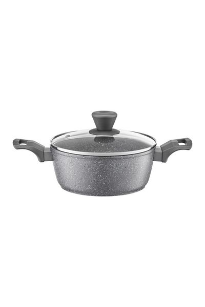 Ambition Pot with lid 20cm, 2.3L, Qualum Basic Stone Edition coating, Silverstone