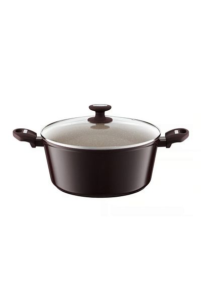 Ambition Pot with lid 28cm, 6.5L, Qualum Basic Stone Edition coating, Brown Stone