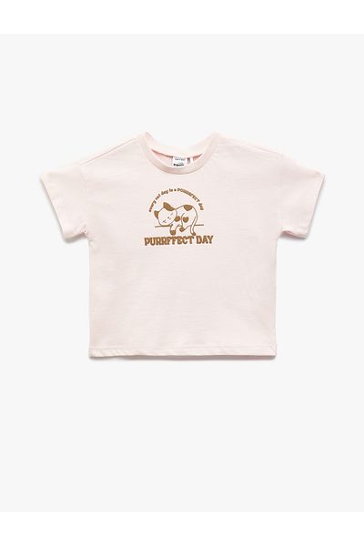 Koton Crew Neck Short Sleeve Printed Cotton T-Shirt