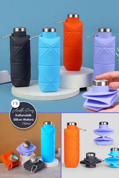 Anadolu Saray 750ml Leakproof Foldable Portable Silicone Water Bottle Foldable Portable Water Bottle