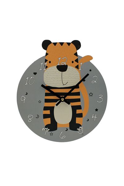BM GİFT DESİGN Wall clock for children's room, 25x29 cm, tiger pattern
