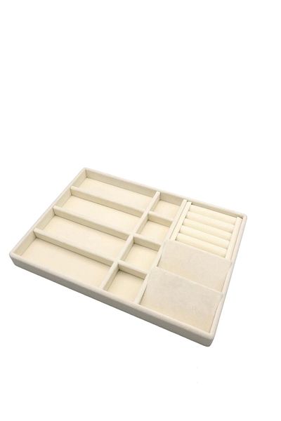 MeGass Dekor Οικιακής παραγωγής Helsinki Model Suede Coated Cream Color Multi Mix Συρταριέρα οργάνωσης κοσμημάτων